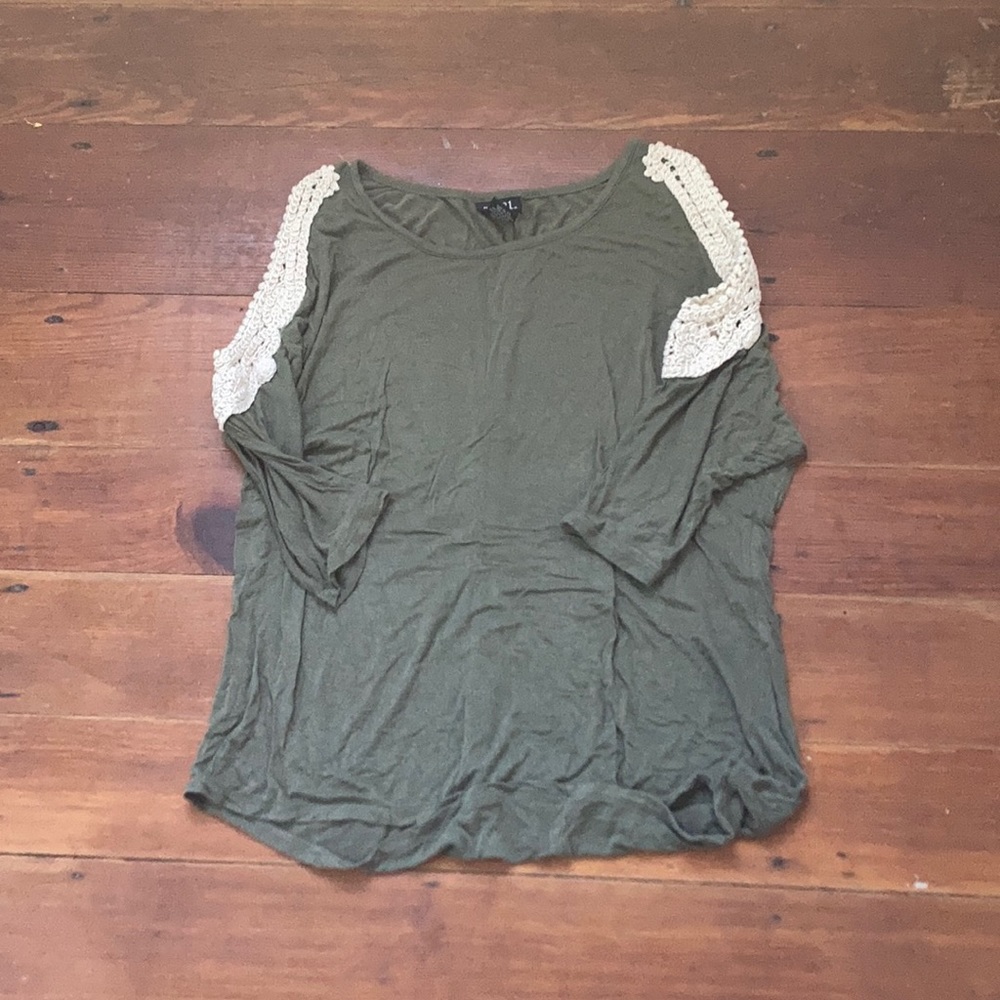 Olive green cold shoulder shirt